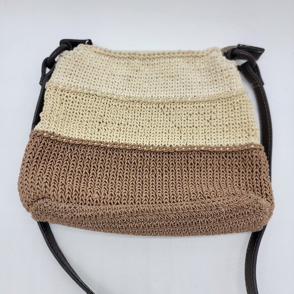 Liz Claiborne Multicolor Tan Cream‎ Crossbody Shoulder Purse Knitted  EUC - Picture 2 of 8